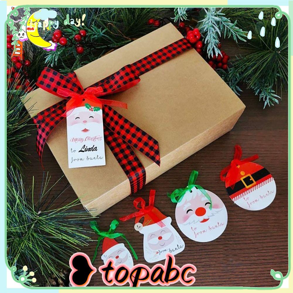 Top 100PCS Tag Gantung Natal Kreatif Bookmark Paket Dekorasi Kartun Santa Claus