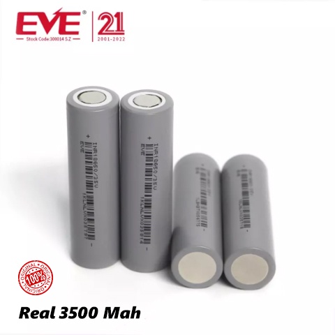 Baterai 18650 Flat Top EVE 3500 Mah Authentic Ori Real Test