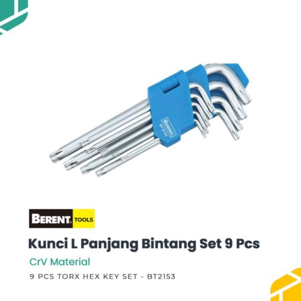 Promo BERENT Kunci L Bintang Set Panjang TORX Hex Key SET 9 Pcs BT2153 Diskon