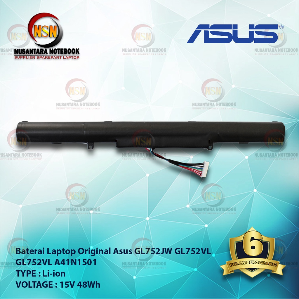 Baterai Laptop Original Asus GL752JW, GL752VL, GL752VL A41N1501