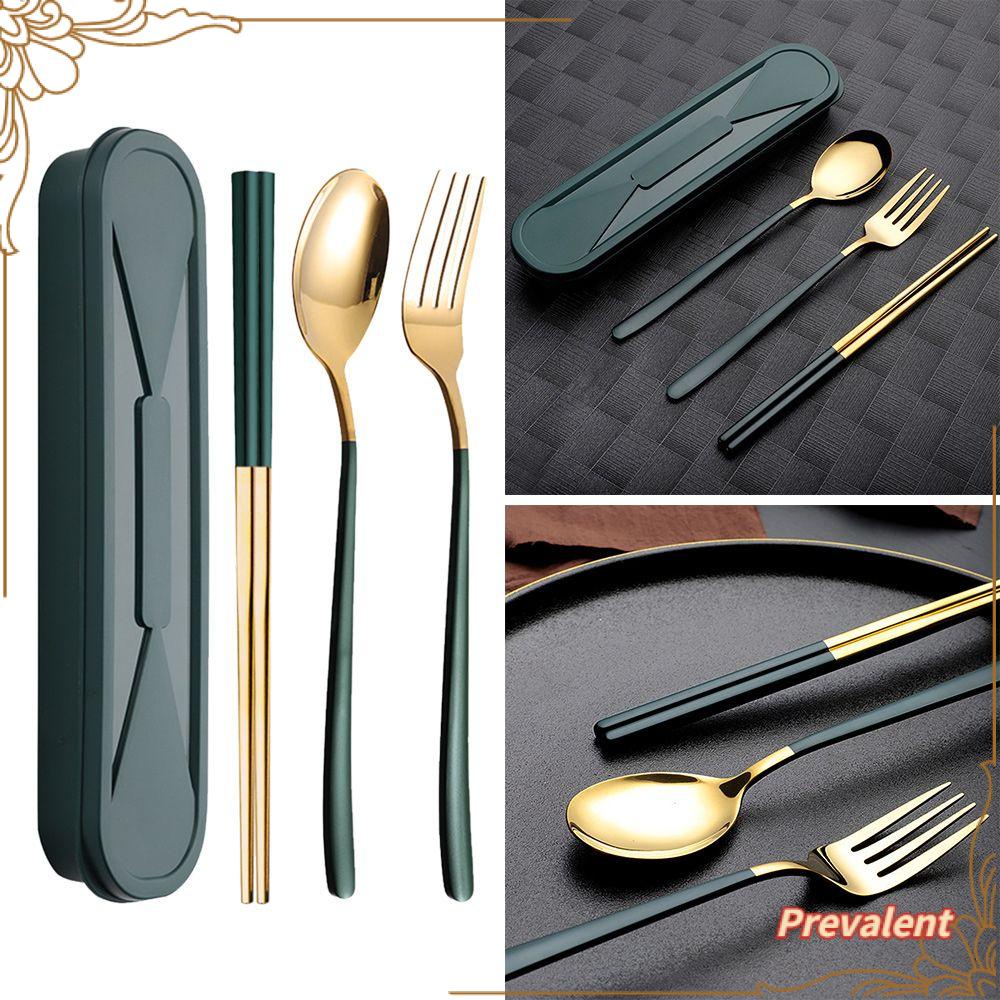 Preva Sendok Garpu Set Aksesoris Dapur Luar Ruangan Peralatan Makan Portabel Stainless Steel Reusable