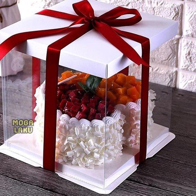 

Pasti Ada ✴ 32x32 cm Kotak Kue Mika Transparan Tinggi dus Cake Box Transparan Gift box;