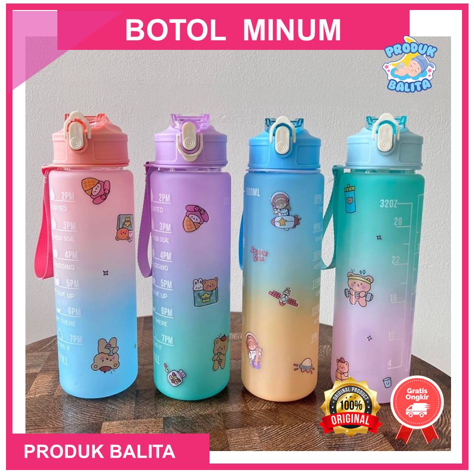 Botol Minum 1 Liter Pelangi Rainbow Botol Minum Viral Terlaris Murah Free Striker