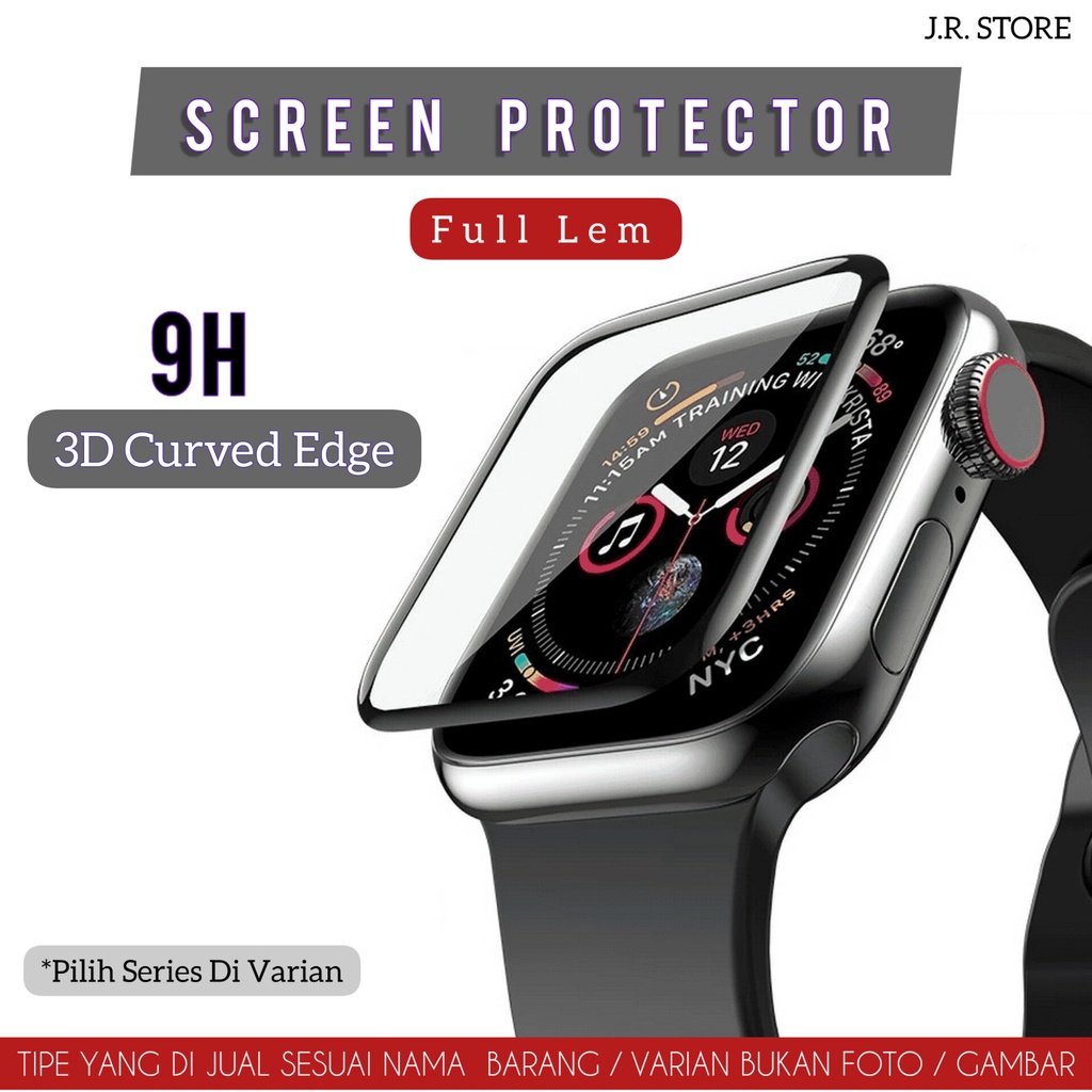 FULL TEMPERED GLASS anti gores APPLE WATCH SERI 8 / SERI 7 / SERI 6 / SERI 5 / SERI 4 / SERI 3 / SERI 2 / SERI SE (Gen2 &amp; Gen1) / SIZE 45mm / 41mm / 44mm / 40mm / 42mm / 38mm TEMPERED GLASS APPLE WATCH FULL LEM