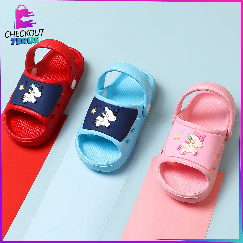 CT S10 Sandal Selop Karakter Model Tali Belakang Anak Impor Sendal Slop Karet Anak Sandal Slop Eva