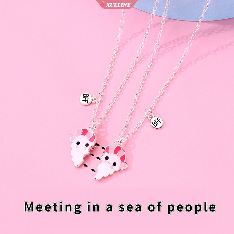 2 Pcs/set Magnet Atraksi Pasangan Kalung Pecinta Kartun Penjahat Liontin Kalung BFF Perhiasan Persahabatan Hadiah Teman Terbaik [ZXL]