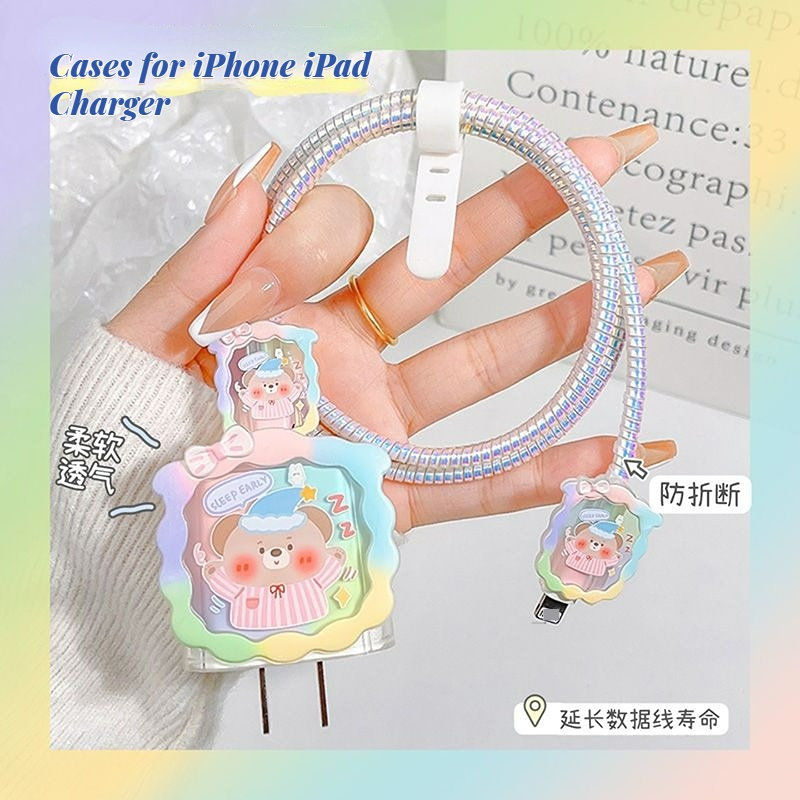 Cases for iPhone iPad Charger 5buah Set Protection Cover Lucu Kartun Pelindung Kabel Handphone Charger protector