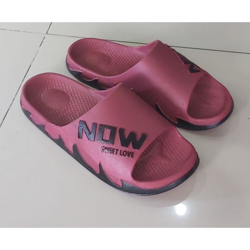 Sandal Karet Pria Q-Now Empuk Tebal Anti Selip Selop Pria PVC