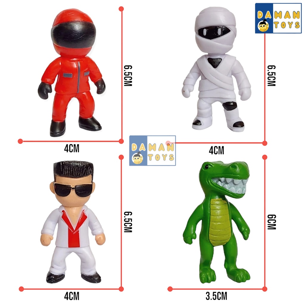 Mainan Pajangan Stumble Guys Astronaut Vaquero Pirate Dinosaur Leon Shark Mummy Gladiator Ninja Dragon Action Figure