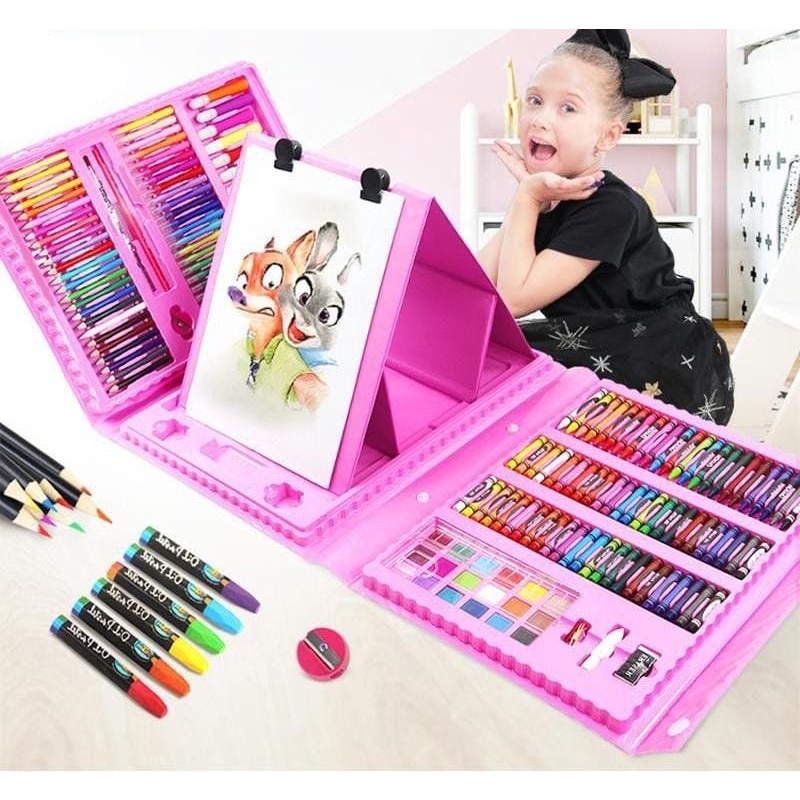 

[MTP)PALING LENGKAP Crayon Anak Pengasah 208pcs Set Alat Menggambar Melukis Anak-anak Crayon Cat Air Pensil Alat Lukis