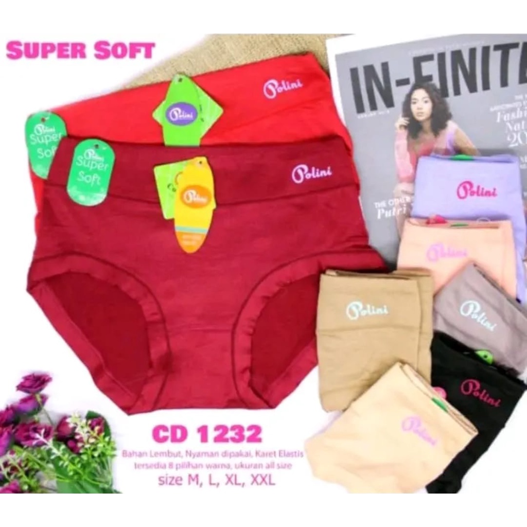 Paket 6 pcs dan 12 pcs celana dalam wanita polini super soft import