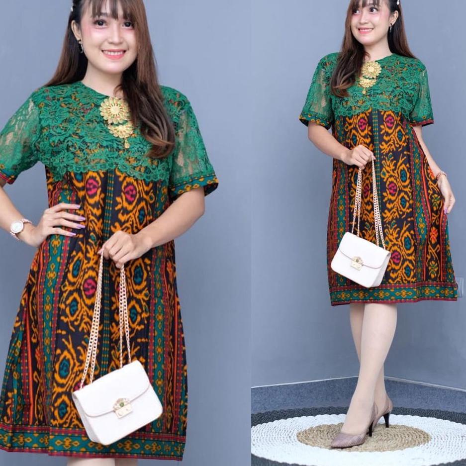 Special - Dress Batik Pekalongan Original Brukat Tenun Toraja Batik Songket Troso Brokat Baju Natal 