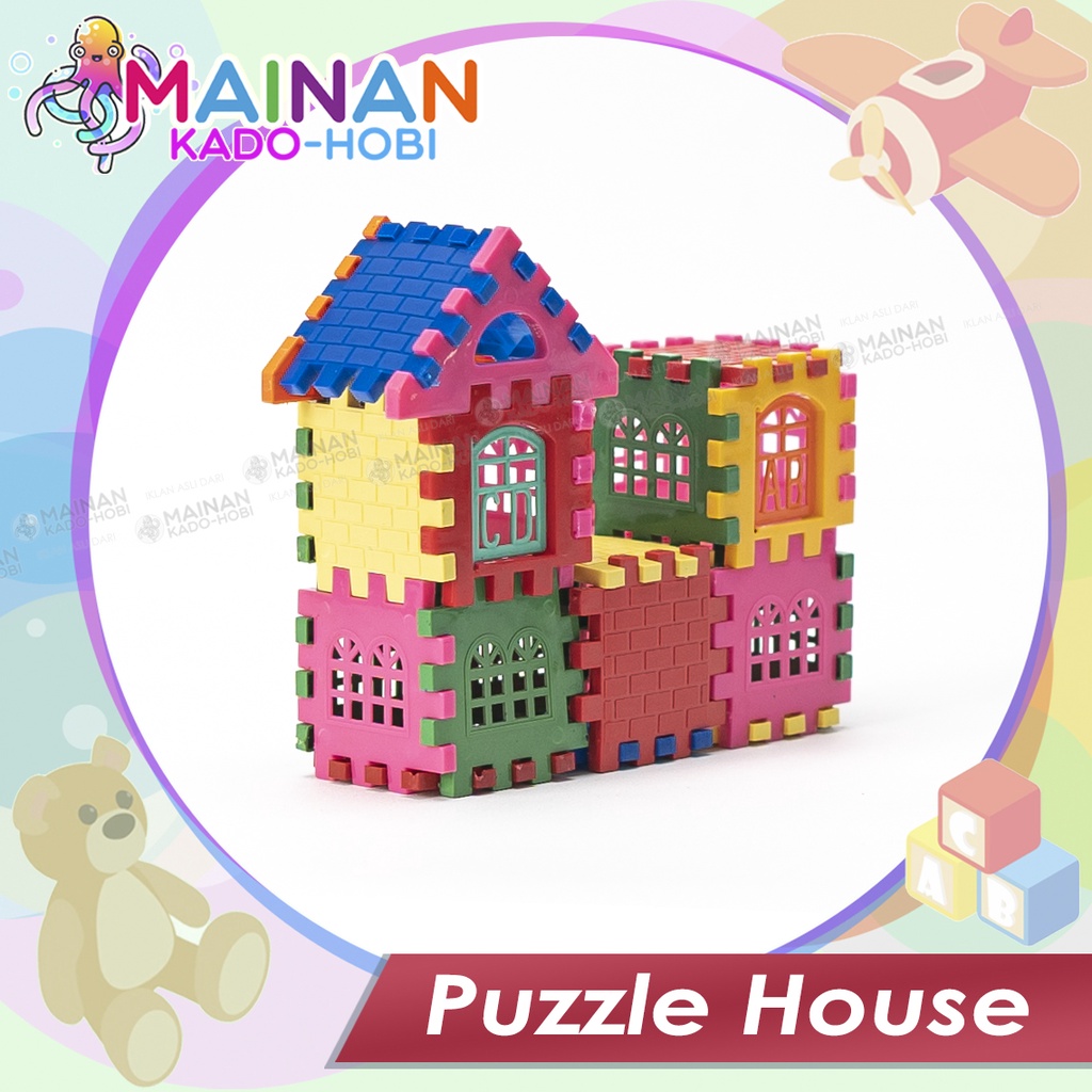 MAINAN ANAK EDUKASI SUSUN RUMAH BLOCKS PUZZLE HOUSE