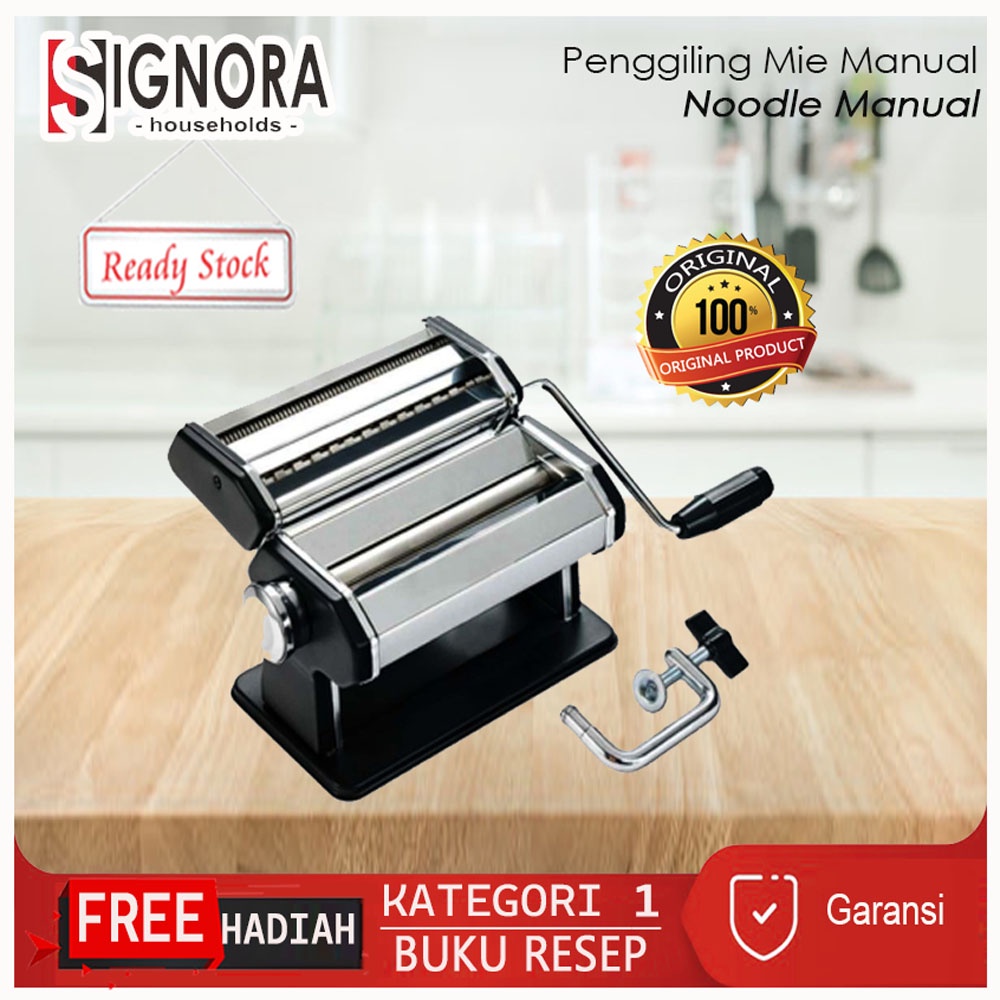 Alat Giling Mie Manual Signora Diameter 180 cm / Noodle Manual Bonus Hadiah dan Buku Resep