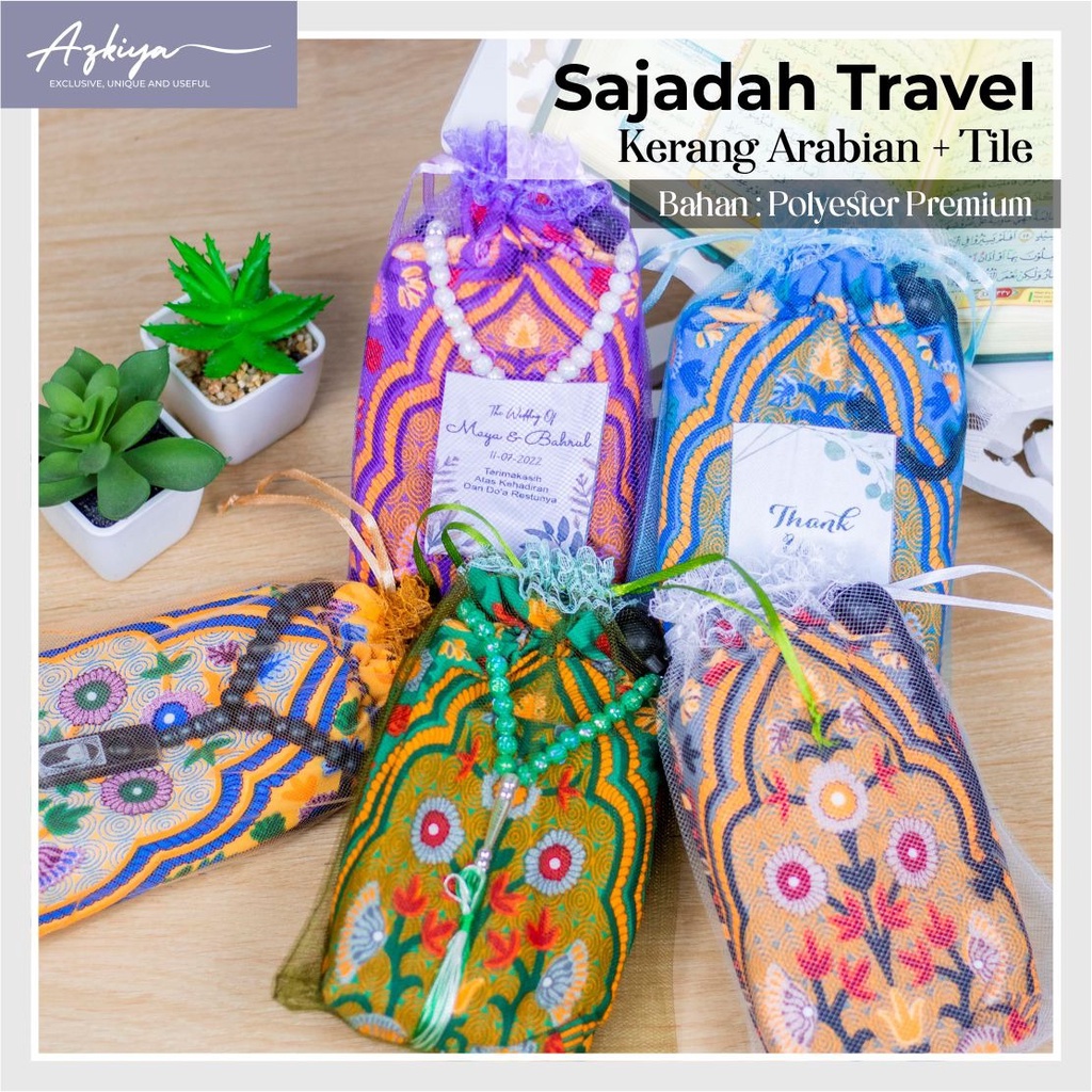 Jual Souvenir Sajadah Kerang Free Pouch Tile Polyester Premium X Cm Sajadah Travel