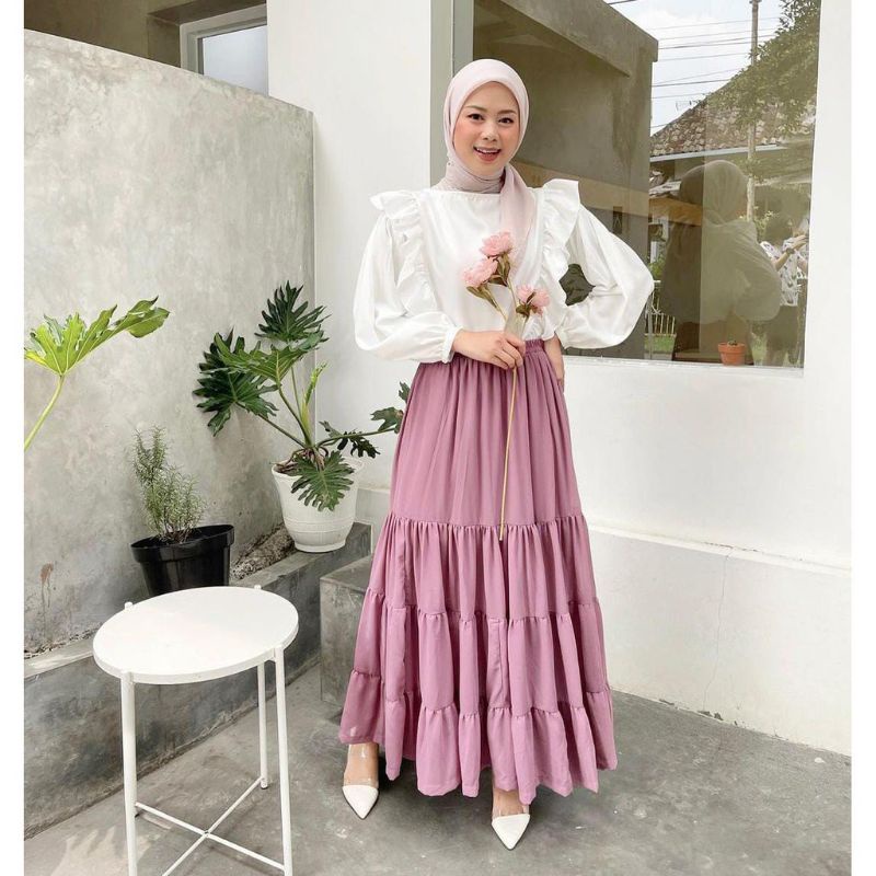 ROK SUSUN MAXI SKIRT // ROK PREMIUM // ROK WANITA TERBARU