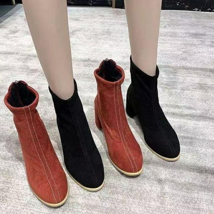 Langsung Order Boots S45 B10 Import Wanita Korea Sepatu Heels 5 cm
