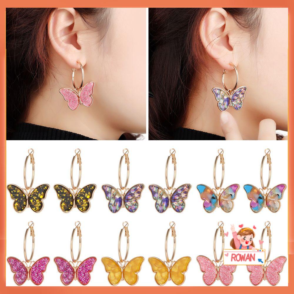 R-flower Butterfly Earrings Trend Wanita Perempuan Kasual Telinga Liontin