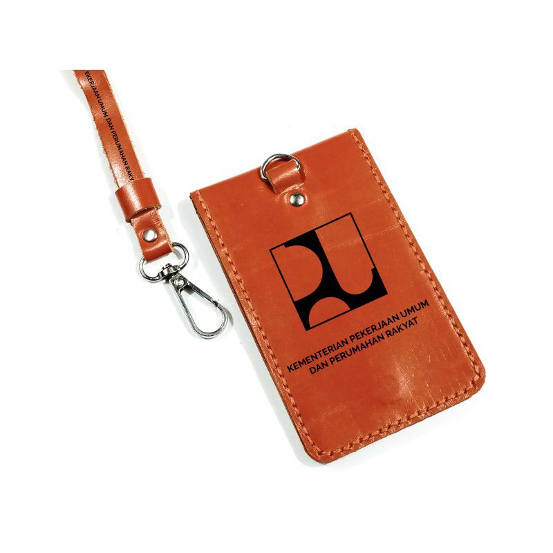 

Name Tag Kulit Sapi Tan Logo Kementerian PUPR - Lanyard Bergaransi
