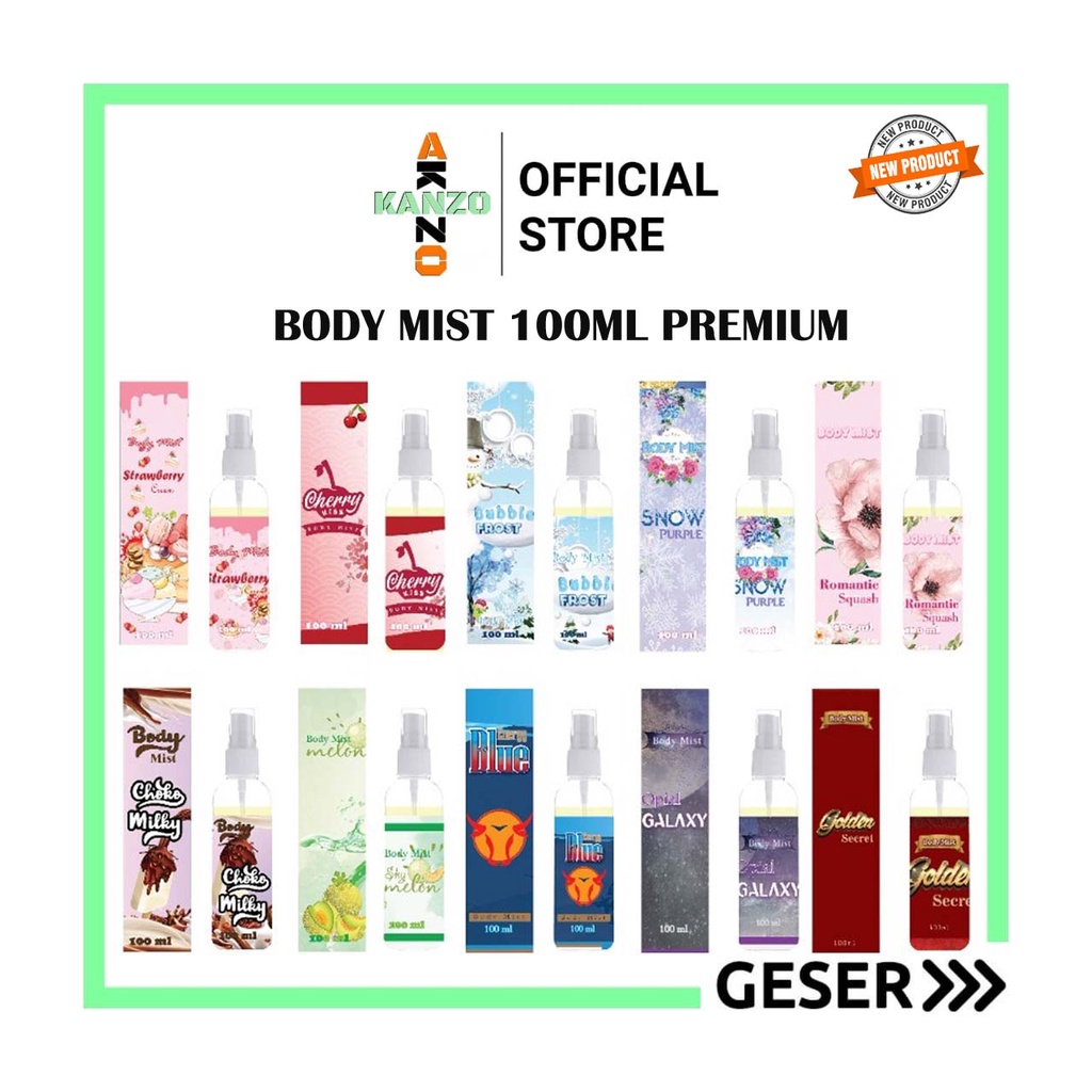 Kanzo - Parfum Body Mist Coklat 100ml / Parfum Body Mist Melon 100ml / Parfum Wangi Tahan Lama