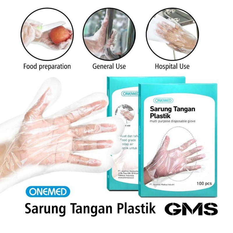 Sarung Tangan Plastik Onemed Per Box isi 100 Pcs