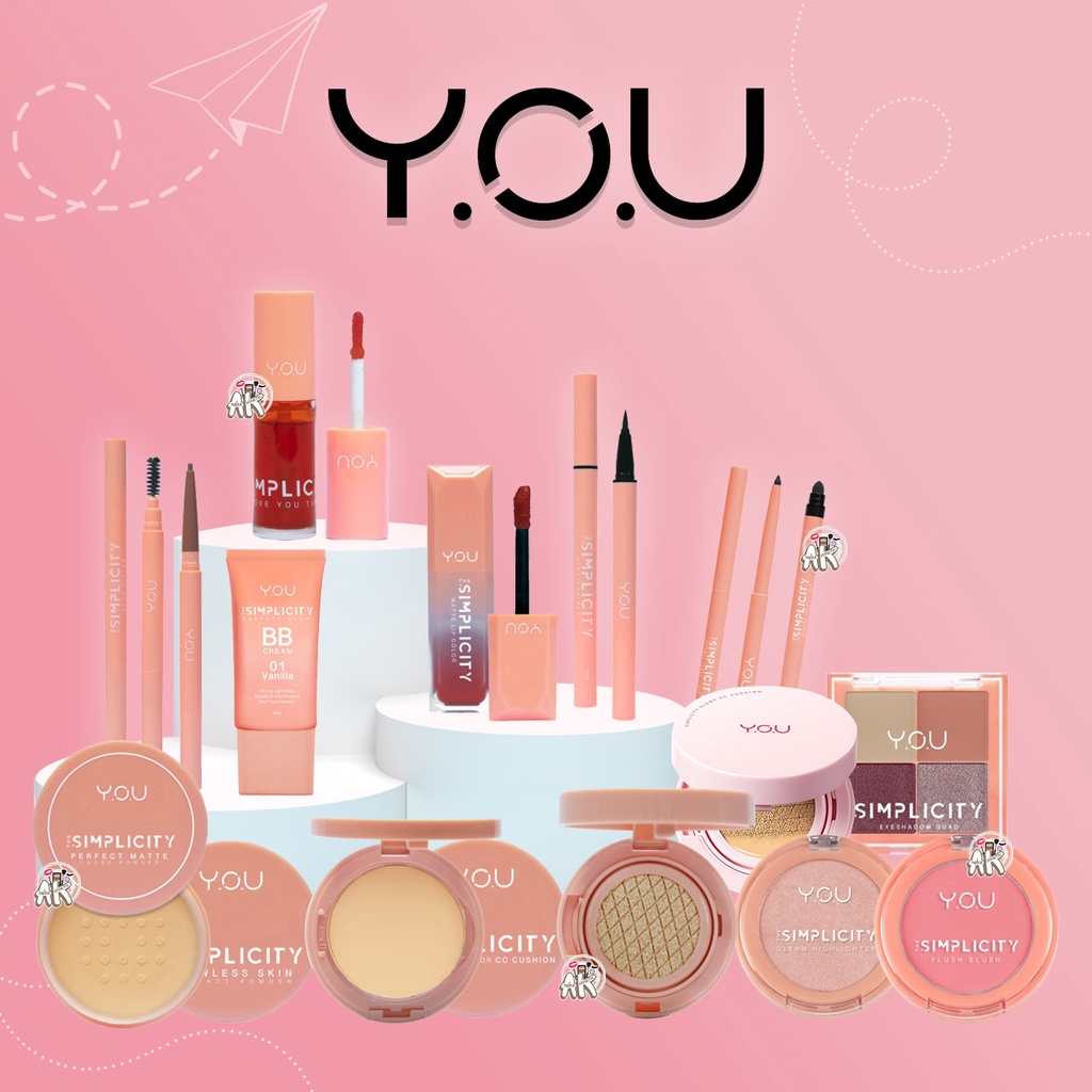 Y.O.U THE SIMPLICITY SERIES ( FLUSH BLUSH / LOVE YOU TINT / EYESHADOW / CC CUSHION / LOOSE POWDER / FLAWLESS SKIN COMPACT POWDER / MATTE LIP COLOR )