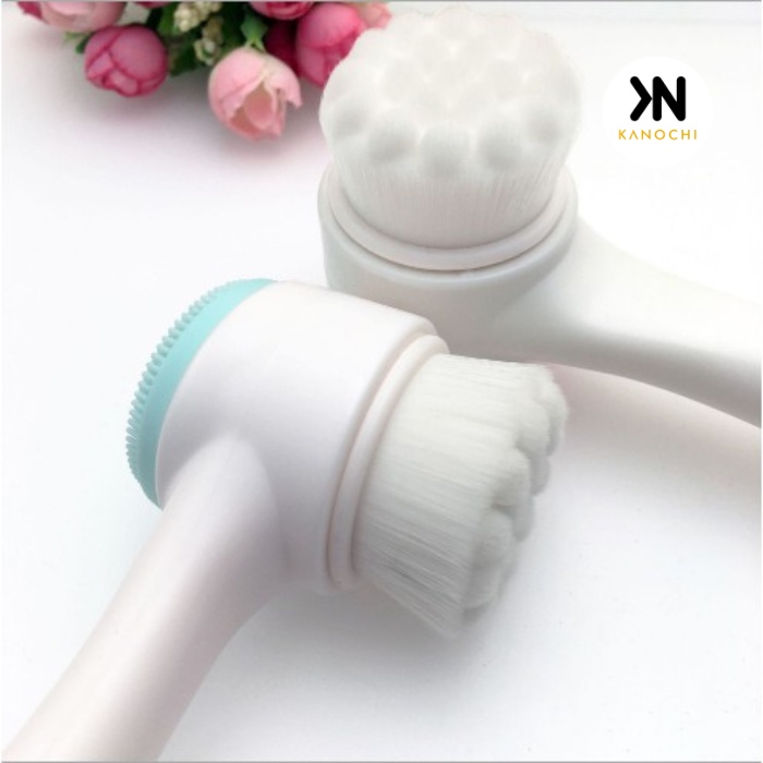 Alat pembersih wajah manual sikat cuci muka silikon 2 sisi
