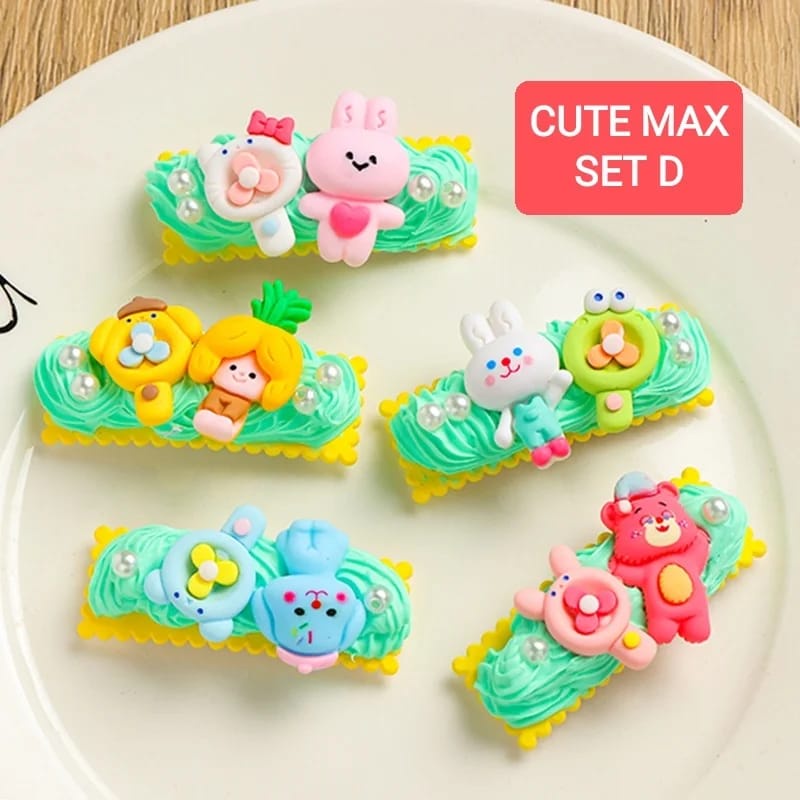 BAJUKIDDIE CUTE MAX CLIP ISI 5 PCS JEPIT RAMBUT PONI LUCU AKSESORIS FASHION KOREA IMPORT KAWAII