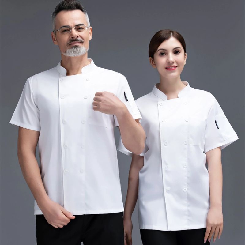 Baju Koki Baju Chef Seragam Koki Seragam Chef Kemeja Koki Kemeja Chef Jacket Lengan Pendek Unisex