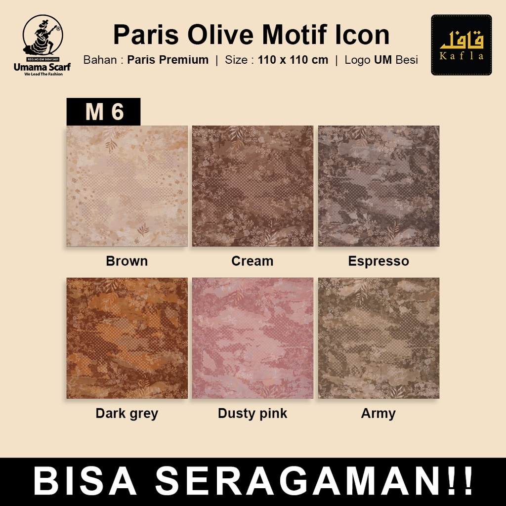 Kerudung PARIS OLIVE MOTIF Standar Umama Scarf Part 2