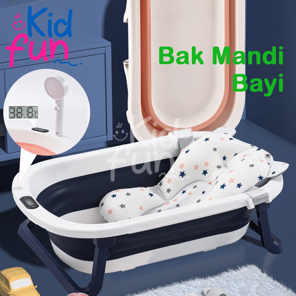 Kidfun - Bak Mandi Bayi Lipat Murah dengan Thermometer Sensor Panas dan Portabilitas Tinggi - Tempat Mandi Bayi Foldable Baby Bath Tub