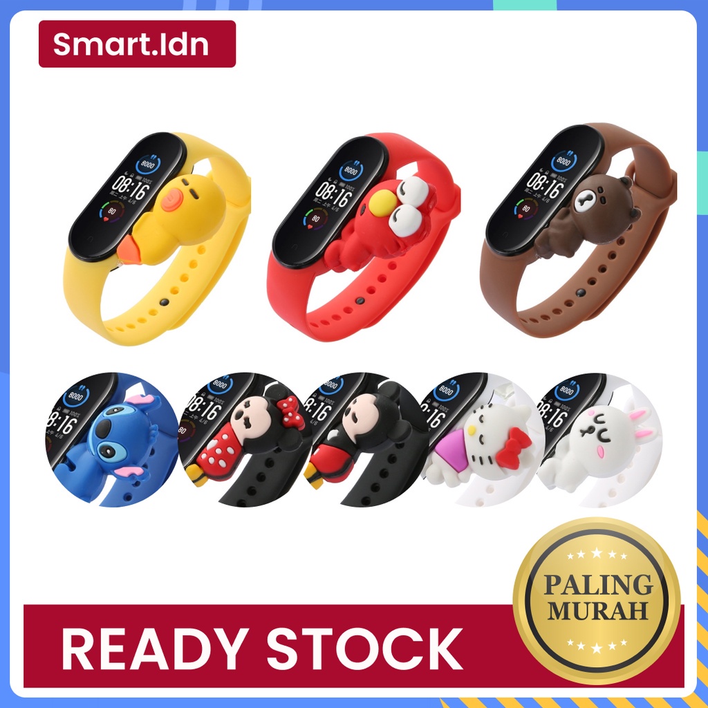 Tali Jam Tangan Pintar Seri Boneka Kartun Lucu 3D Smartwatch Strap Xiaomi Mi Band 6/5/4/3