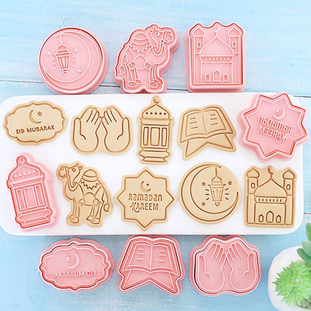 Solighter 8pcs/set Cetakan Kue Fondant Makanan Eid Mubarak Islam Muslim Festival Cookie Cutter