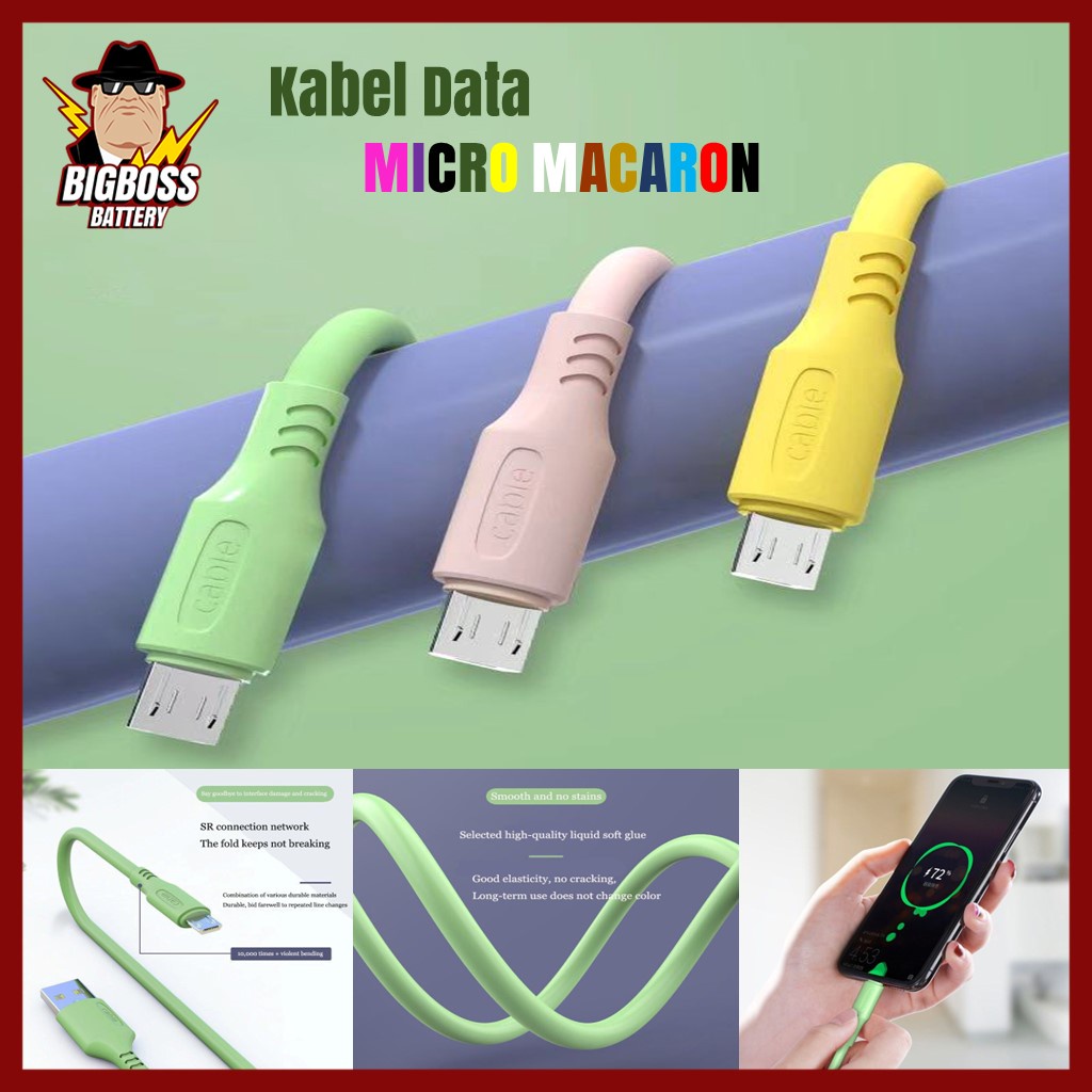 Kabel Data Micro Usb Macaron Suport Fast Charging Fleksible Cable