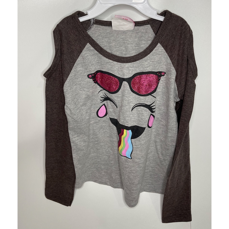 A5008-A5009 GRAZIELLA GIRL'S WEAR grey &amp; purple glasses rainbow shirt with a long hand / baju anak kecil bayi remaja girl bodysuit jumper pakaian perempuan laki laki cowo cewe cewek cowok kemeja overall lucu unik imut gemas gemes murah sisa ekspor export