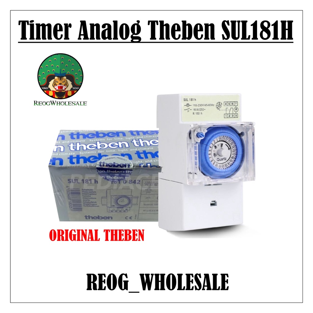 Timer Analog Theben SUL181H Switch Switcher 24 Jam/H Panel Lampu Otomatis Time Switch Switching