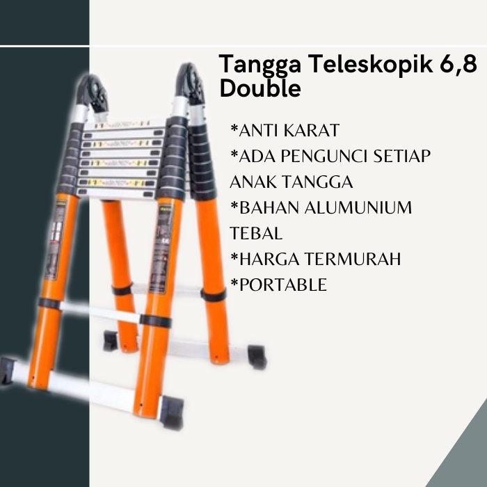 Tangga Lipat Aluminium Teleskopik 6.8 M Double Telescopic 6.8 meter / tangga lipat / tangga
