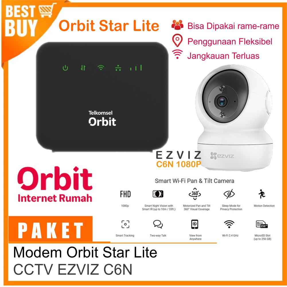 Paket CCTV Ezviz C6N dan Modem 4G Orbit Star Lite