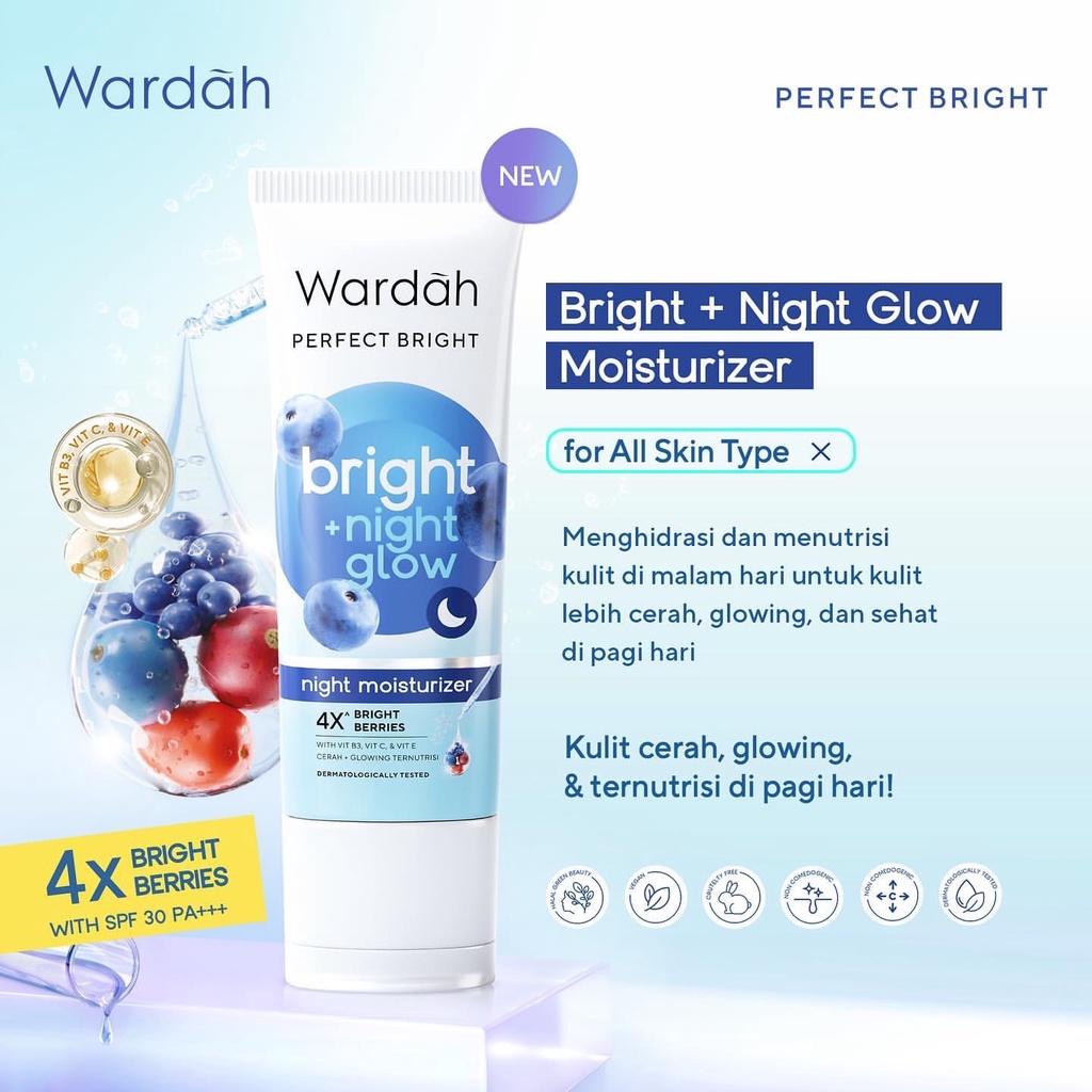 WARDAH Perfect Bright Series Indonesia / Micellar Water Creamy Foam Jelly Facial Foam Night Moisturizer Bright BB Powder / Tone Up Oil Control Smooth Glow Cooling Bright / Skincare Face Care / Skin Brightening Glowing / Cleanser Cleansing Sabun Cuci Muka