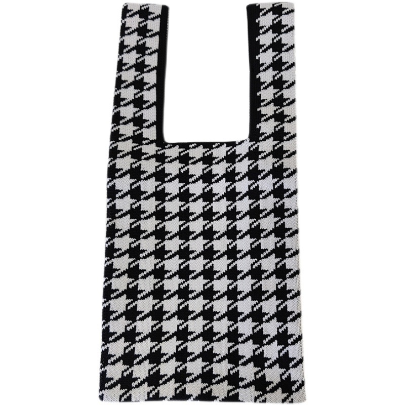 𝐄𝐁𝐒 ✅ TW019 Tas Bene Korean Knitted Checkered Tote Bag Tas Rajut Motif New Totebag Buffollow Vacay Viral Bangkok Import