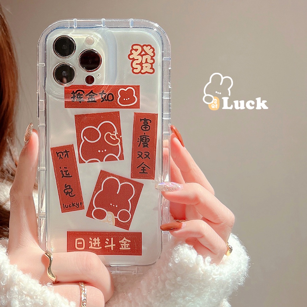 IPHONE Casing 2023tahun Baru Cina Kelinci Kuplet Casing Transparan Untuk Iphone14 11 12 13 PRO MAX Casing Cover Pelindung