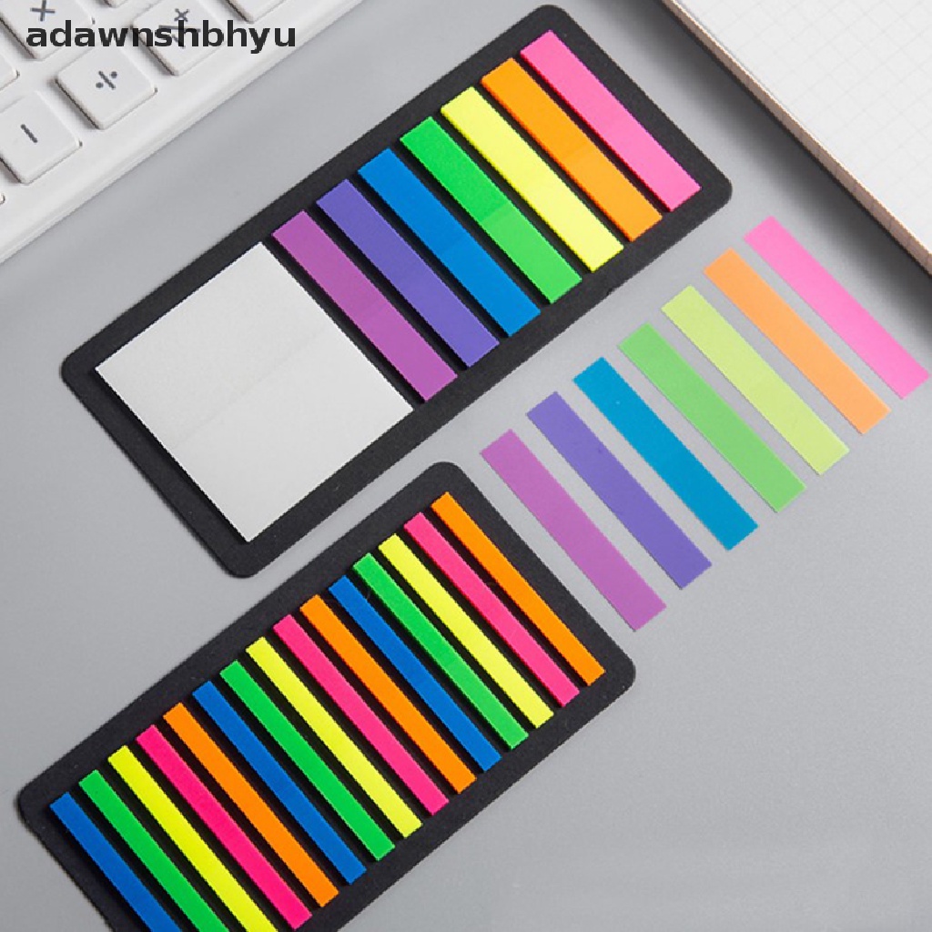 Adawnshbhyu 160/300pcs Warna Transparan Neon Index Tabs Bendera Sticky Note Stationery ID