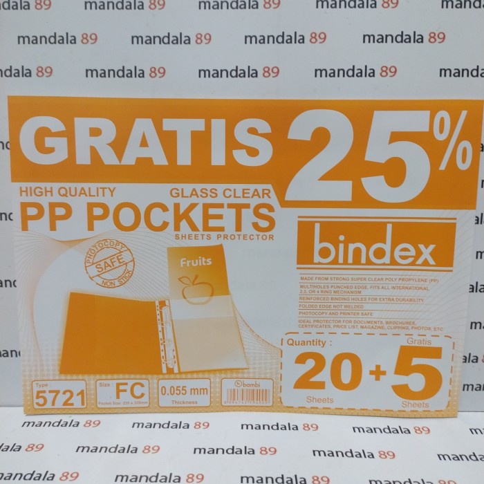 

TERUJI plastik pp pocket f4 isi 25 lembar merk bindex 5721 Code 3489