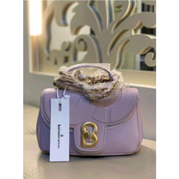 Buttonscarves alma flap bag lilac small new, Fesyen Wanita, Tas