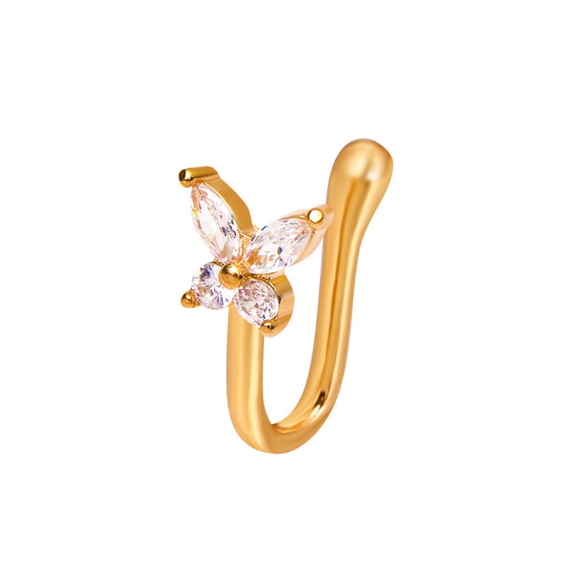 Butterfly Cincin Hidung Klip Hidung Tanpa Tindik Dengan Zircon U-shaped Nose Piercing