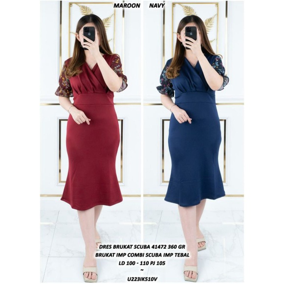 Dress Brukat Scuba 41472 Import Tebal