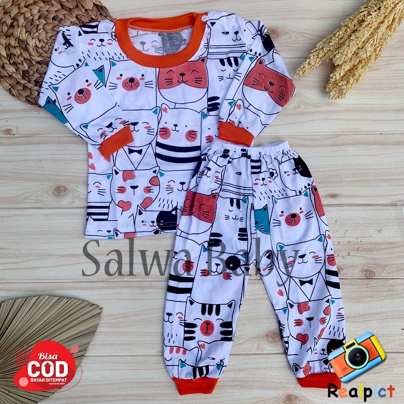 Setelan Baju Bayi Piyama Bayi baju Tidur Bayi Lengan Panjang Anak Usia 3-12 Bulan Almeera Baby and Kids