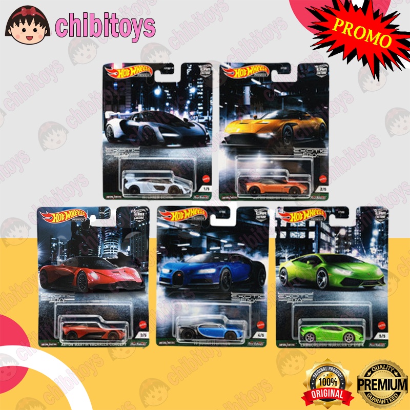 HOTWHEELS PREMIUM EXOTIC ENVY - 16 BUGATTI CHIRON LAMBORGHINI HURACAN LP 610-4 ASTON MARTIN VULCAN V
