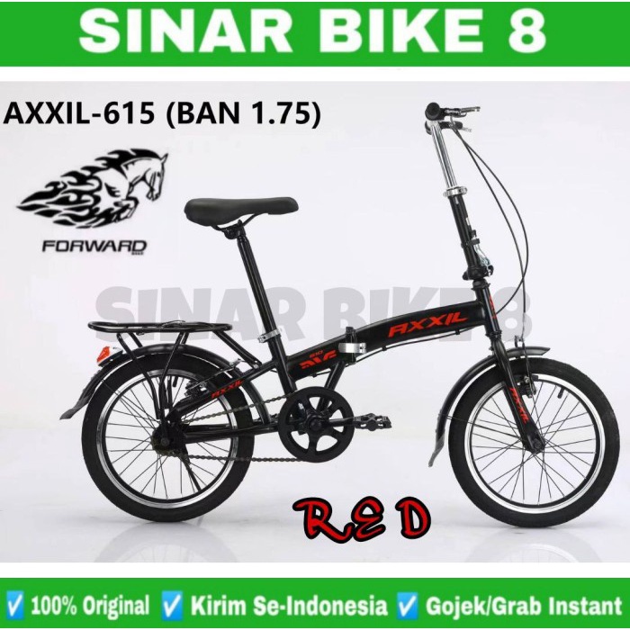 Sepeda Lipat AXXIL 615 Ukuran16 dan 20 Inch SINGLE SPEED FOLDING BIKE BONCENGAN