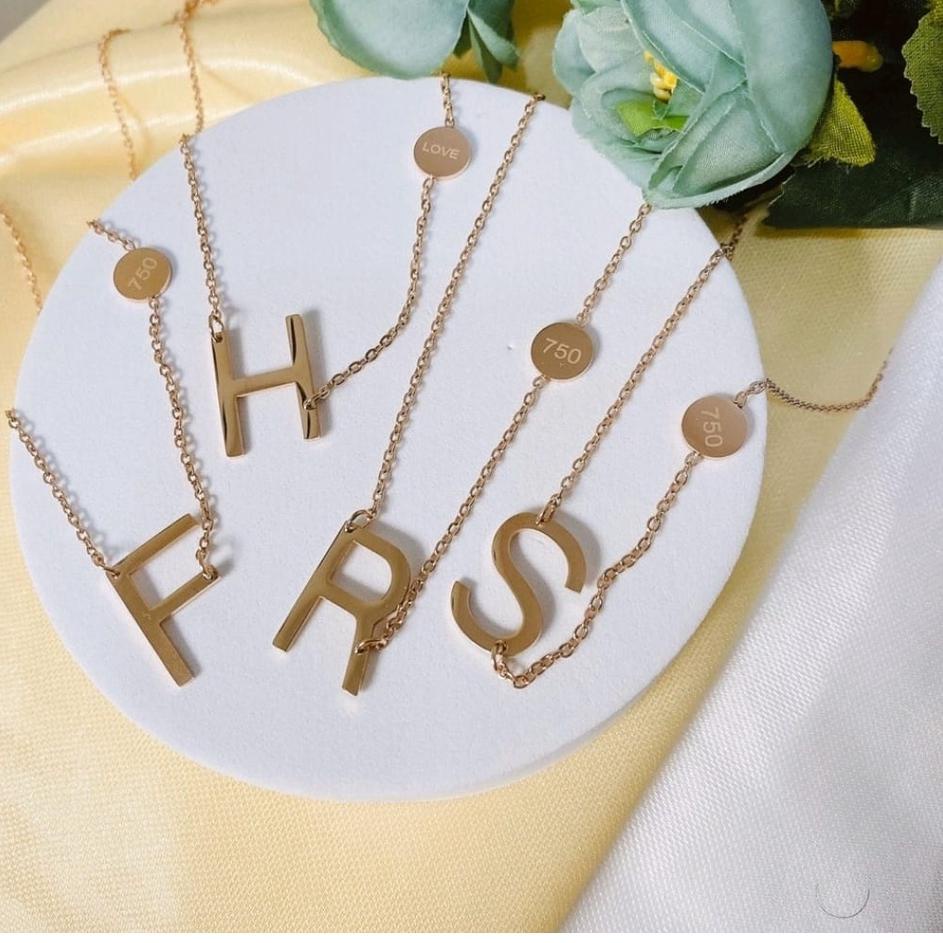 Terlaris Kalung Huruf Titanium Anti Karat - Kalung Nama - Kalung Inisial Premium - Kalung Huruf A - 